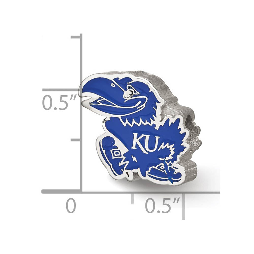 Alternate view of the Sterling Silver The Univ. of Kansas Jayhawk Enamel Bead Charm by The Black Bow Jewelry Co.
