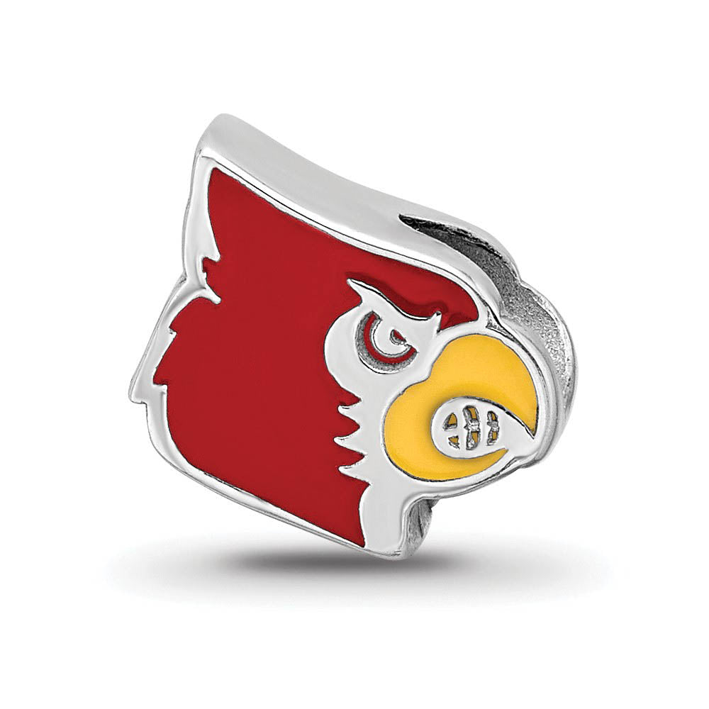 Sterling Silver Univ. of Louisville Cardinal Enamel Bead Charm, Item B13665 by The Black Bow Jewelry Co.