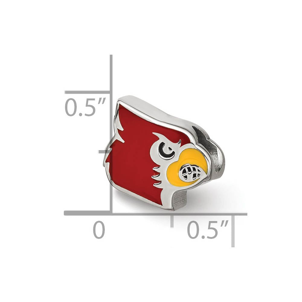Alternate view of the Sterling Silver Univ. of Louisville Cardinal Enamel Bead Charm by The Black Bow Jewelry Co.