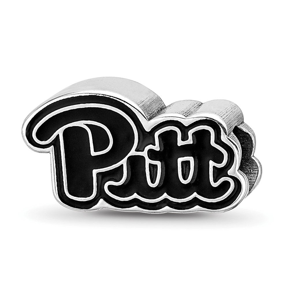 Sterling Silver University of Pittsburgh Pitt Script Bead Charm, Item B13669 by The Black Bow Jewelry Co.