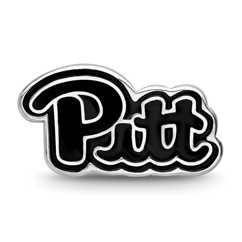 Alternate view of the Sterling Silver University of Pittsburgh Pitt Script Bead Charm by The Black Bow Jewelry Co.