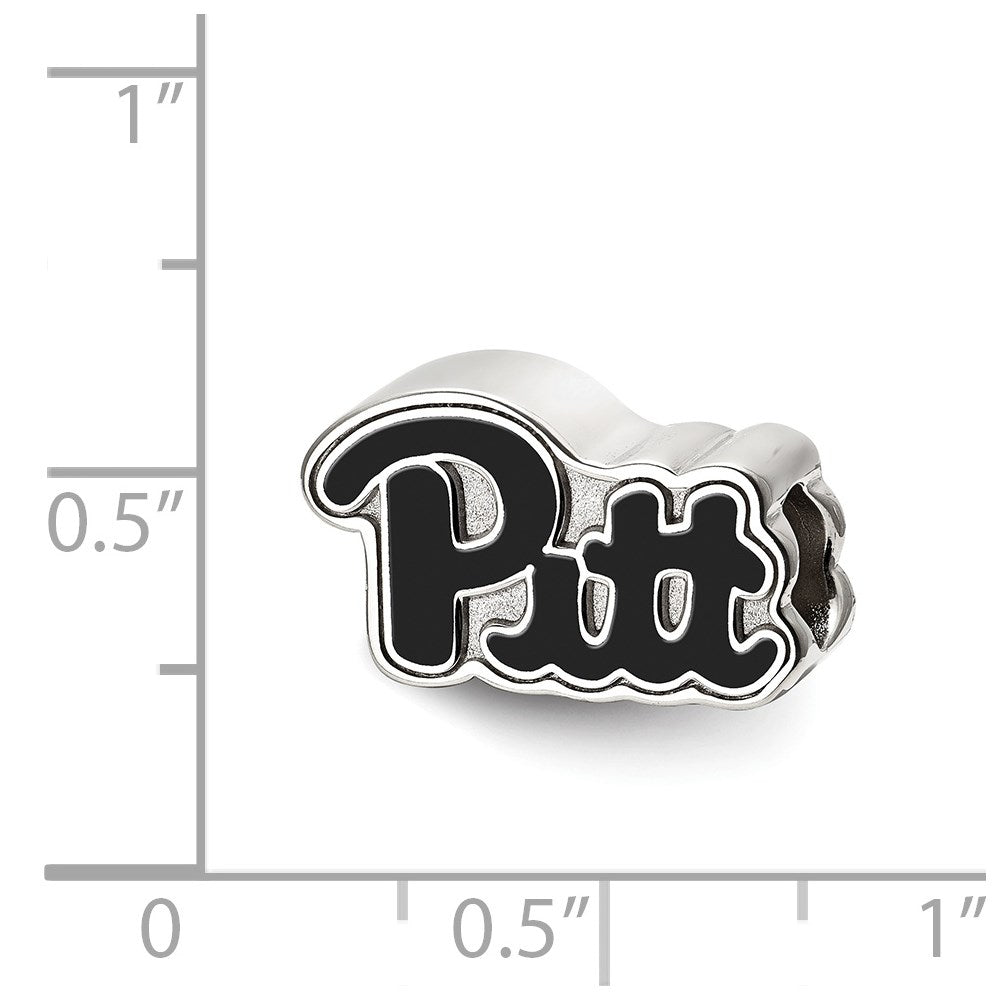 Alternate view of the Sterling Silver University of Pittsburgh Pitt Script Bead Charm by The Black Bow Jewelry Co.