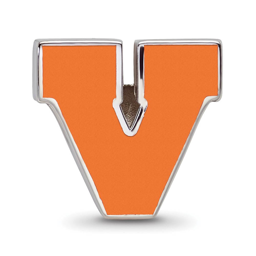 Alternate view of the Sterling Silver University of Virginia Block V Enamel Bead Charm by The Black Bow Jewelry Co.