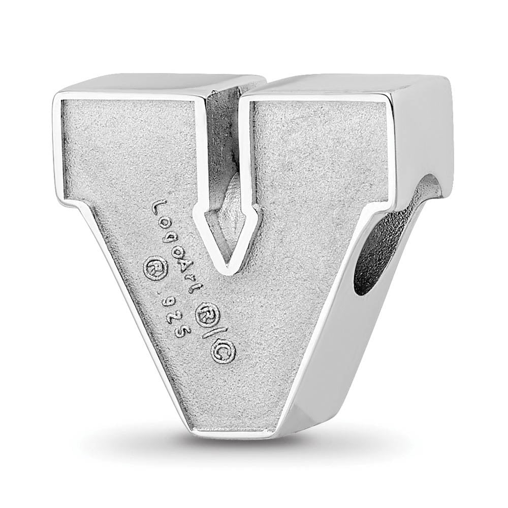 Alternate view of the Sterling Silver University of Virginia Block V Enamel Bead Charm by The Black Bow Jewelry Co.