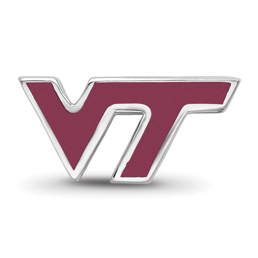 Alternate view of the Sterling Silver Virginia Tech VT Enameled Logo Bead Charm by The Black Bow Jewelry Co.