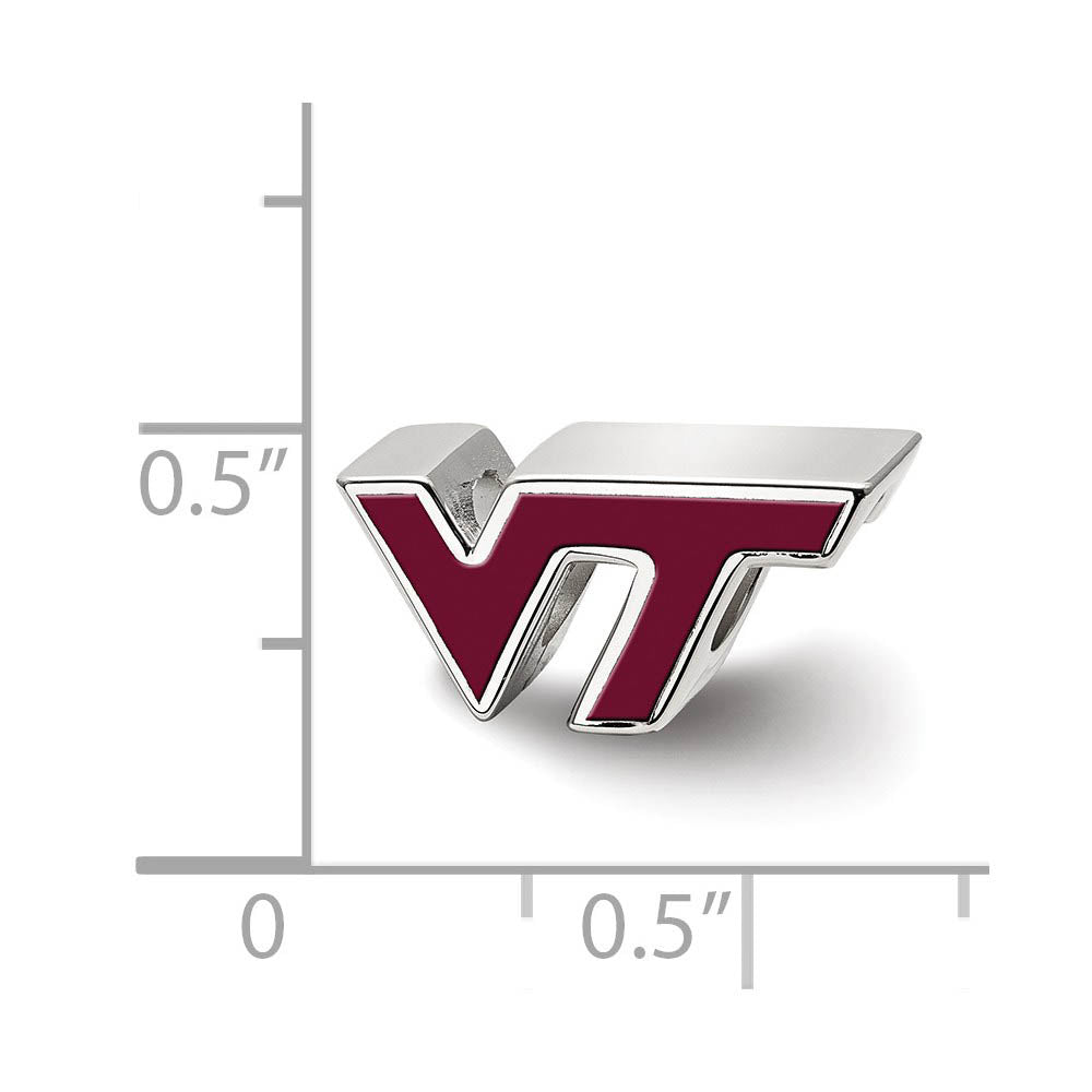 Alternate view of the Sterling Silver Virginia Tech VT Enameled Logo Bead Charm by The Black Bow Jewelry Co.