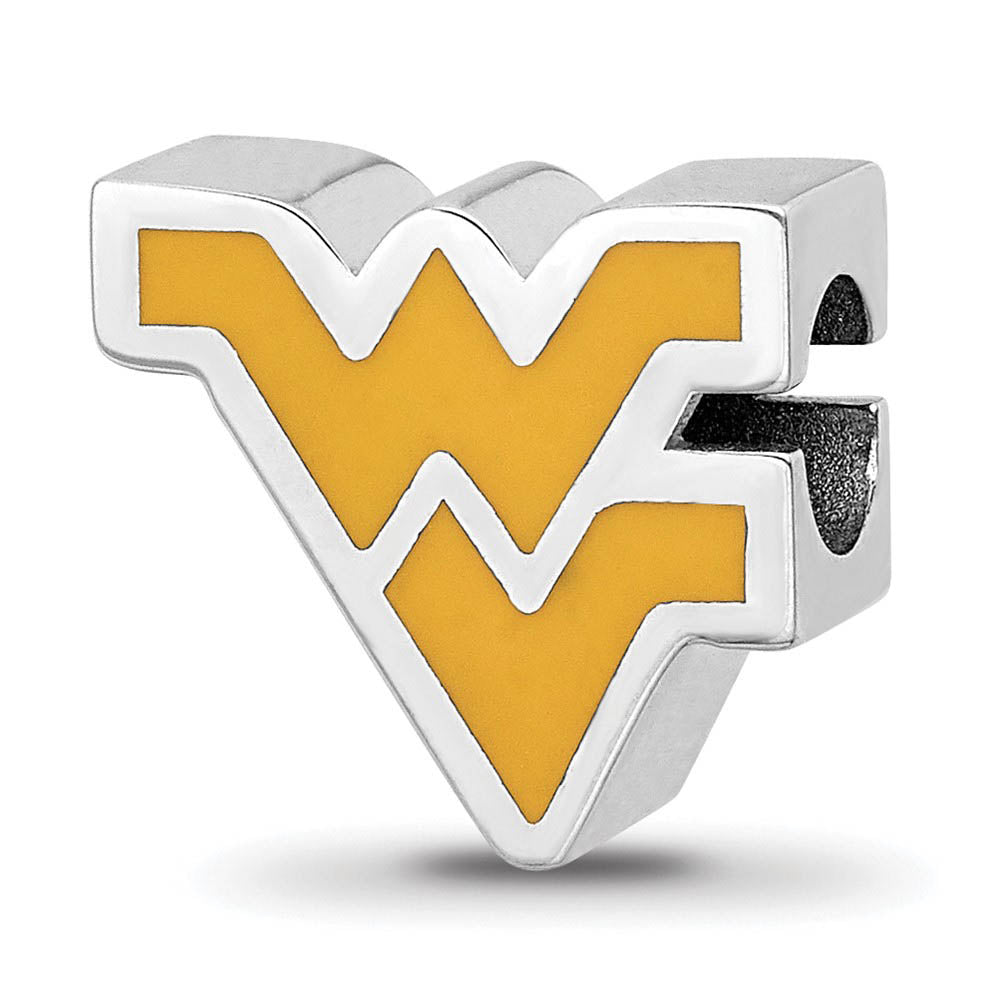 Sterling Silver West Virginia University WV Enameled Bead Charm, Item B13675 by The Black Bow Jewelry Co.