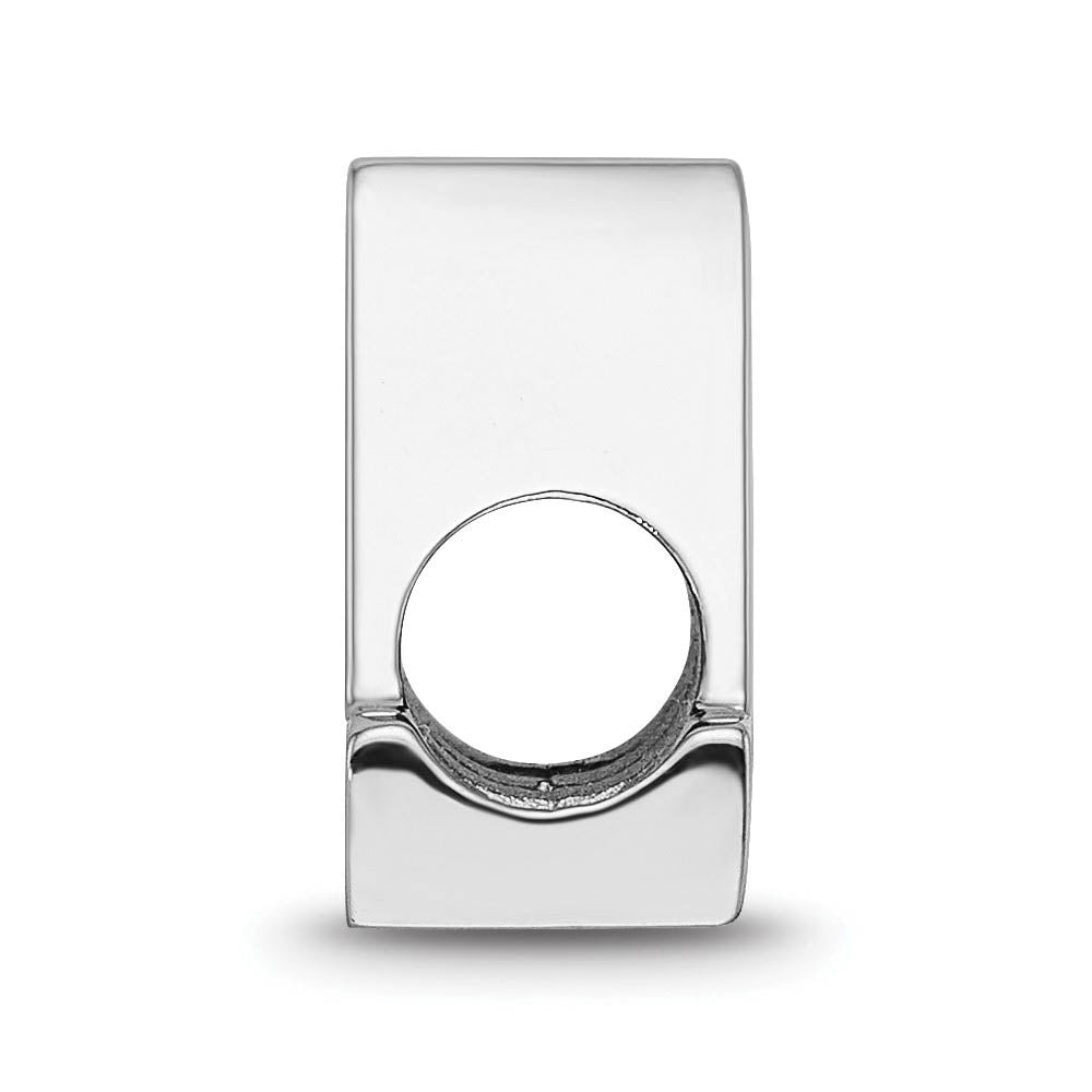 Alternate view of the Sterling Silver West Virginia University WV Enameled Bead Charm by The Black Bow Jewelry Co.