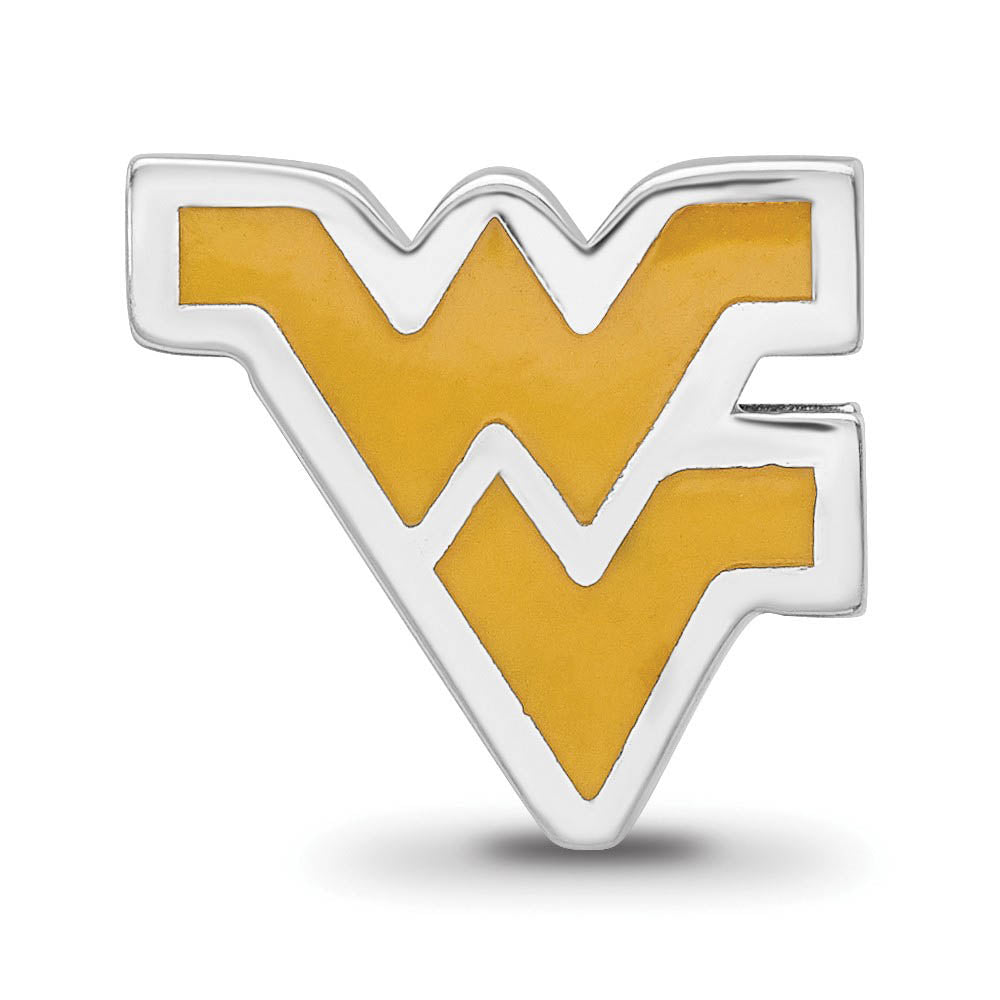 Alternate view of the Sterling Silver West Virginia University WV Enameled Bead Charm by The Black Bow Jewelry Co.