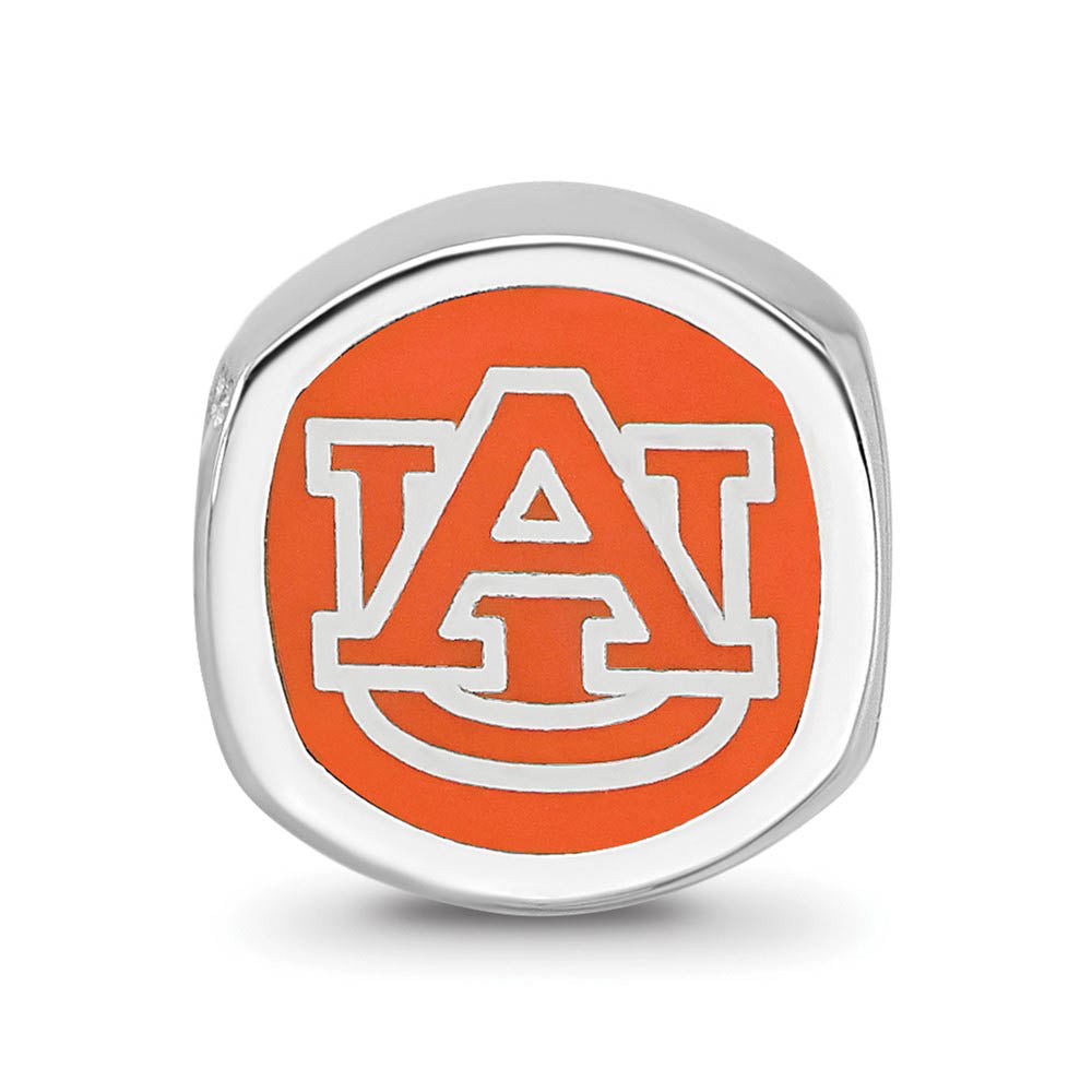 Alternate view of the Sterling Silver Auburn University Cushion Shaped Logo Bead Charm by The Black Bow Jewelry Co.