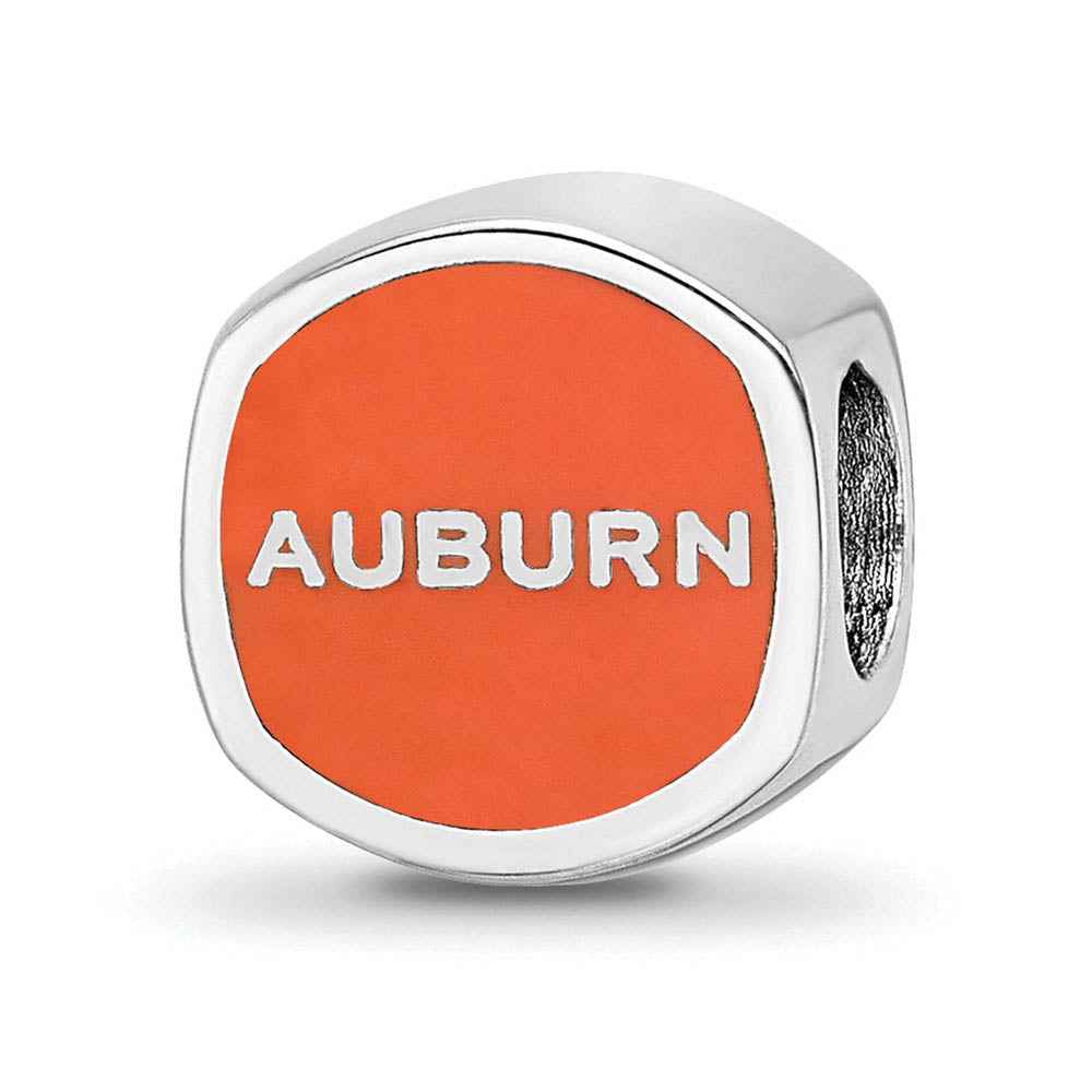 Alternate view of the Sterling Silver Auburn University Cushion Shaped Logo Bead Charm by The Black Bow Jewelry Co.