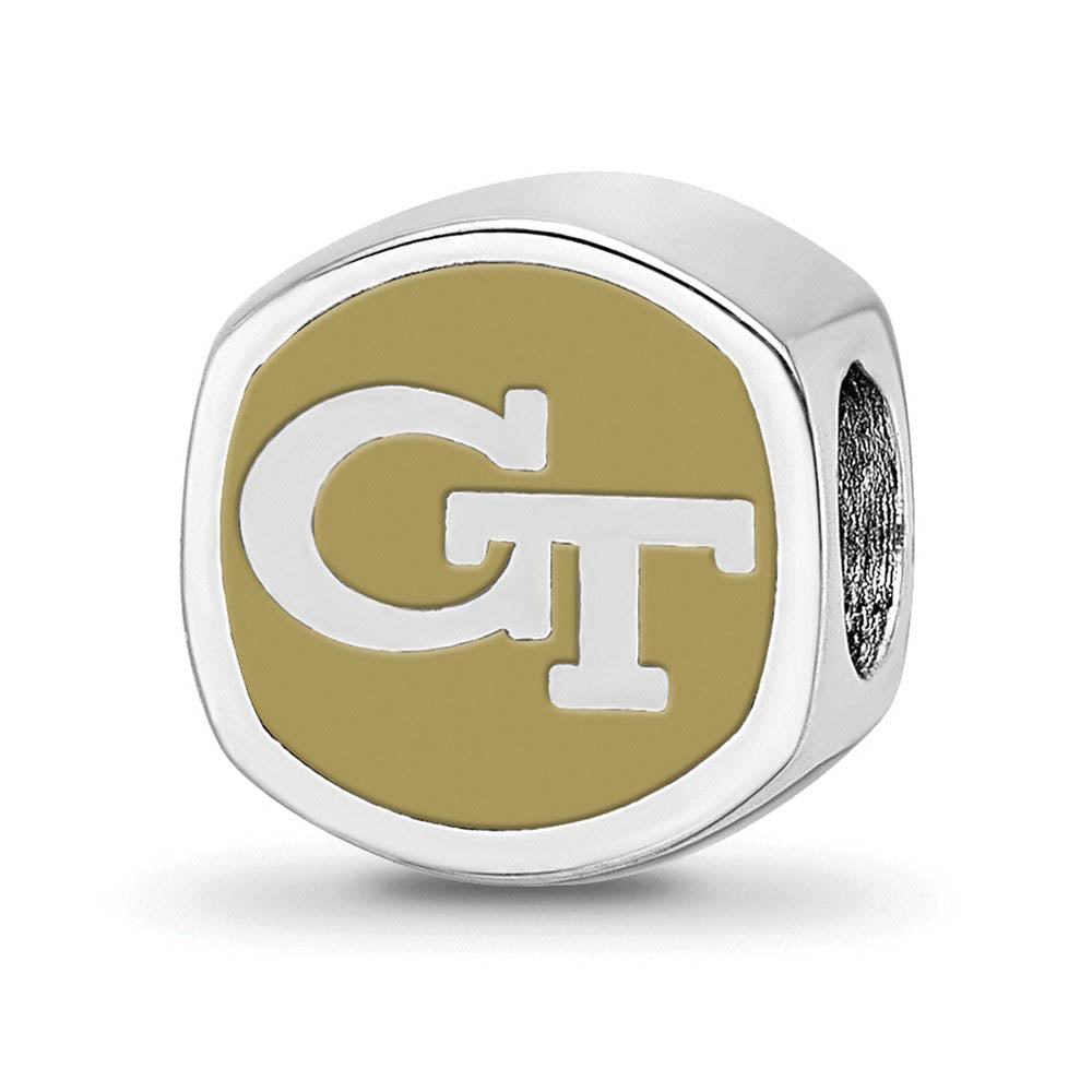 Alternate view of the Sterling Silver Georgia institute of Tech Cushion Shaped Bead Charm by The Black Bow Jewelry Co.