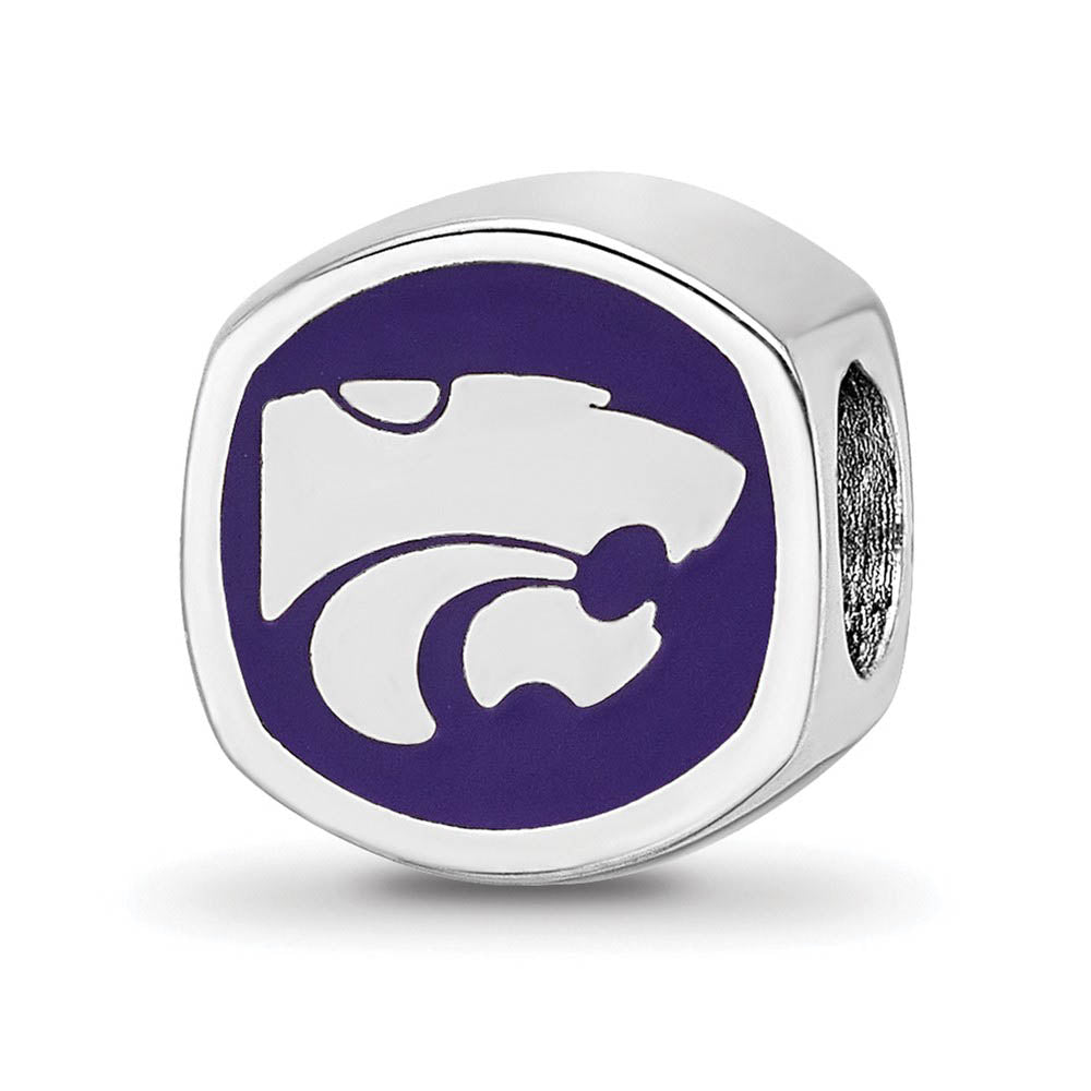 Sterling Silver Kansas State University Cushion Shaped Bead Charm, Item B13682 by The Black Bow Jewelry Co.