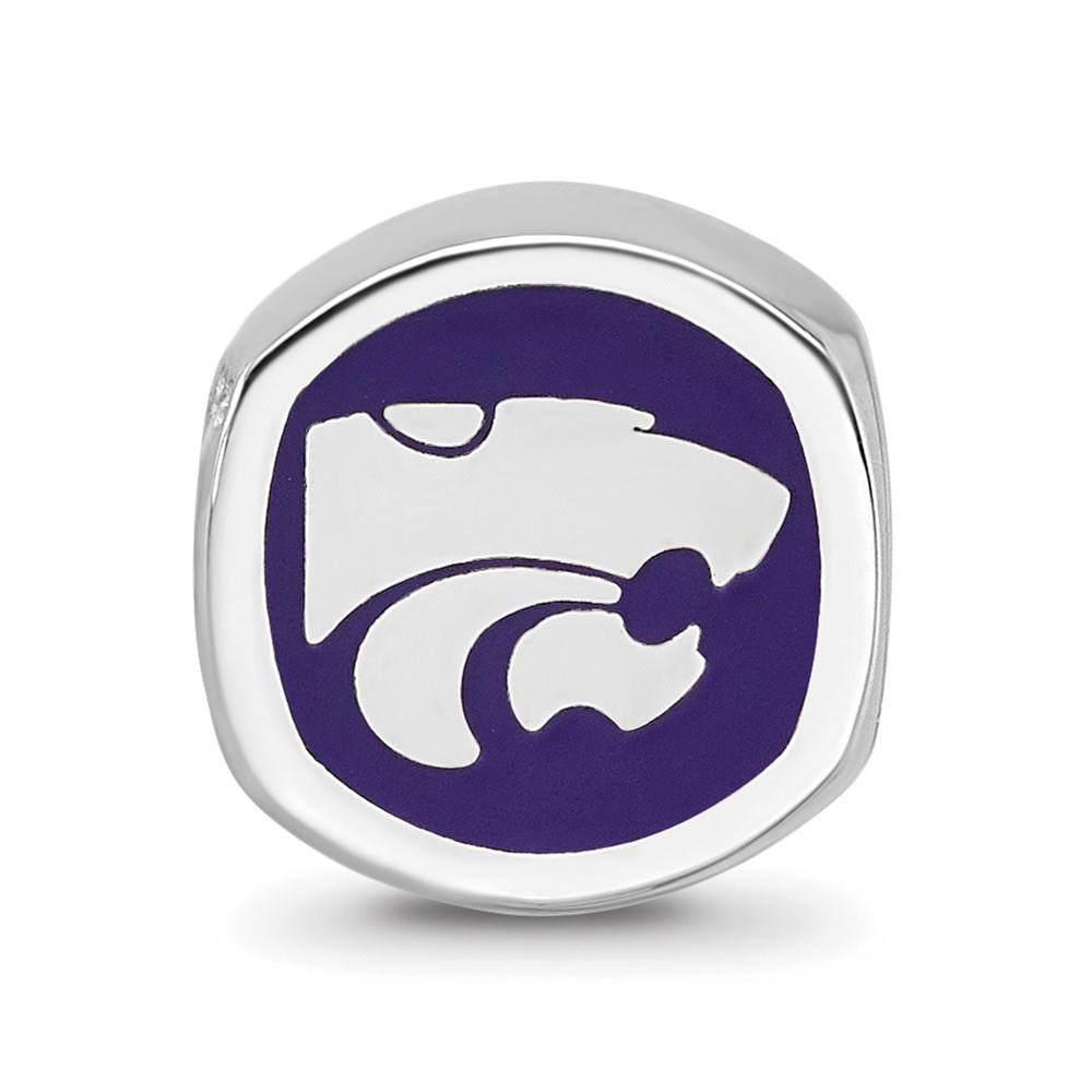 Alternate view of the Sterling Silver Kansas State University Cushion Shaped Bead Charm by The Black Bow Jewelry Co.