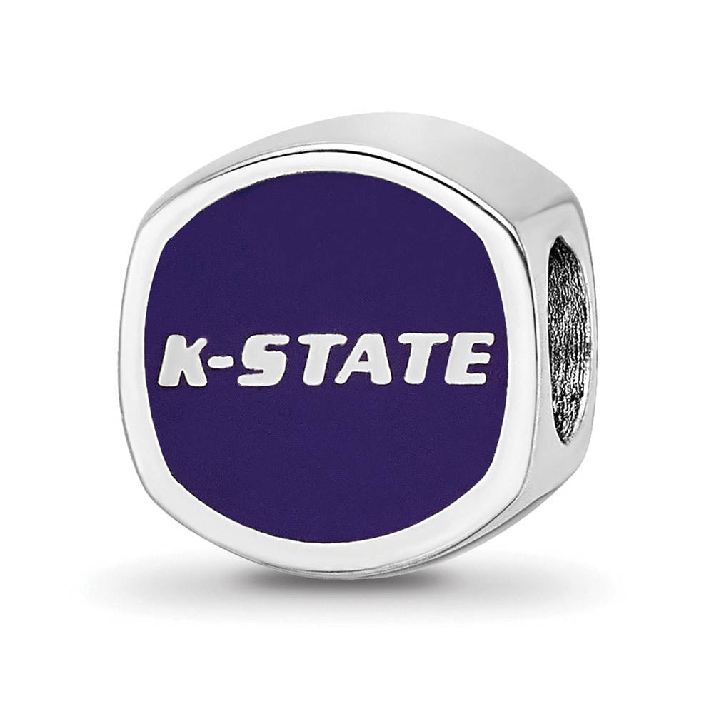 Alternate view of the Sterling Silver Kansas State University Cushion Shaped Bead Charm by The Black Bow Jewelry Co.
