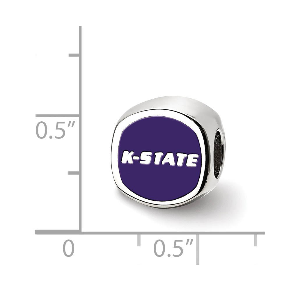 Alternate view of the Sterling Silver Kansas State University Cushion Shaped Bead Charm by The Black Bow Jewelry Co.