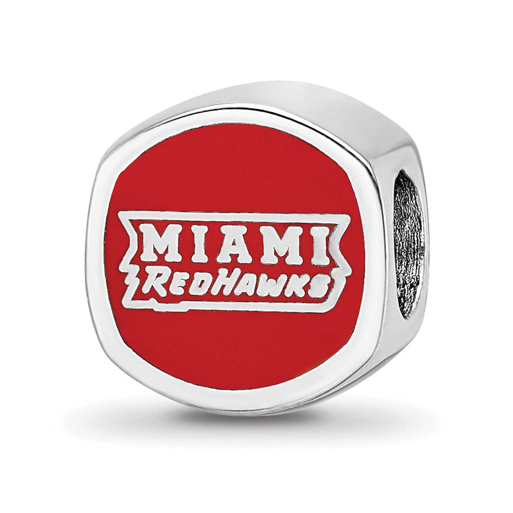 Alternate view of the Sterling Silver Miami U Block M Cushion Shaped Logo Bead Charm by The Black Bow Jewelry Co.