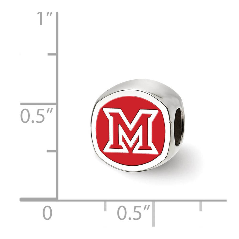 Alternate view of the Sterling Silver Miami U Block M Cushion Shaped Logo Bead Charm by The Black Bow Jewelry Co.