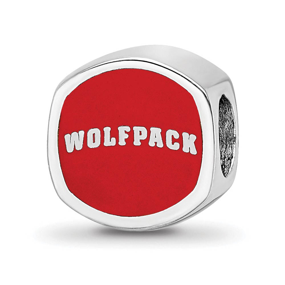 Alternate view of the Sterling Silver North Carolina State U Cushion shaped Bead Charm by The Black Bow Jewelry Co.