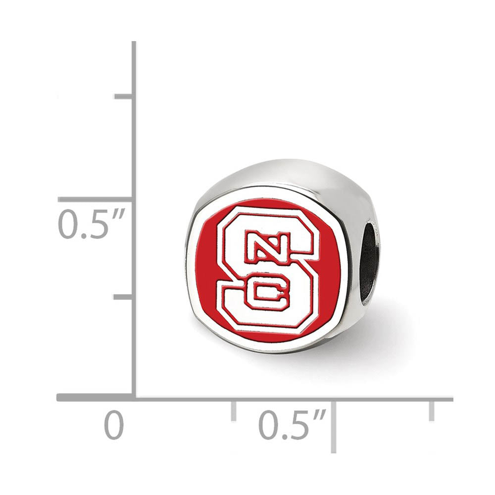 Alternate view of the Sterling Silver North Carolina State U Cushion shaped Bead Charm by The Black Bow Jewelry Co.