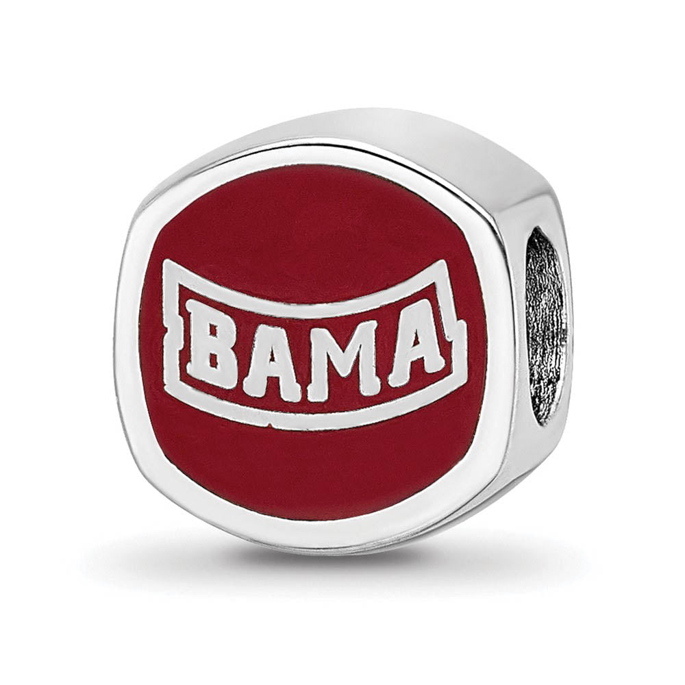 Alternate view of the Sterling Silver The U of Alabama Cushion Shaped Logo Bead Charm by The Black Bow Jewelry Co.
