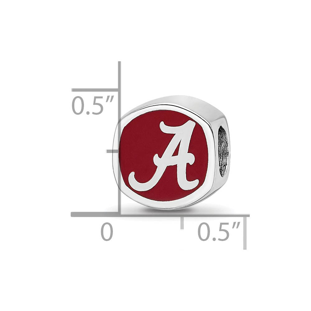 Alternate view of the Sterling Silver The U of Alabama Cushion Shaped Logo Bead Charm by The Black Bow Jewelry Co.