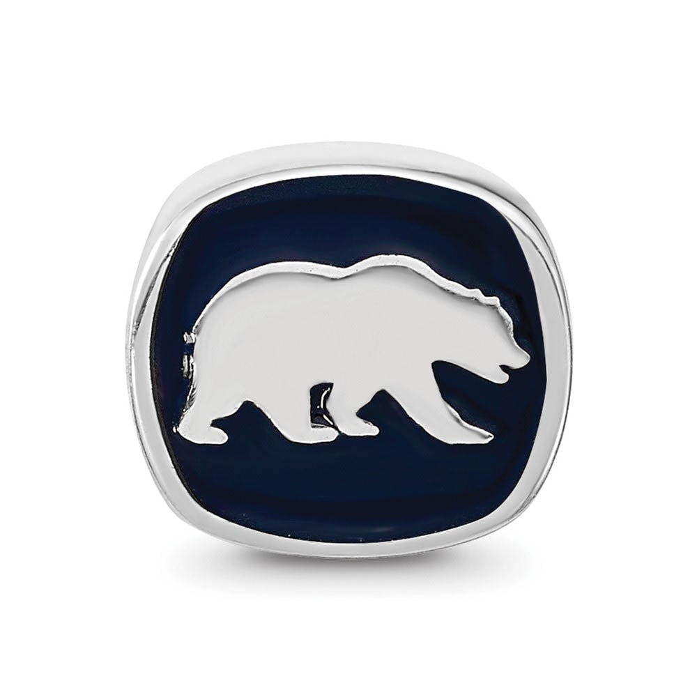 Alternate view of the Sterling Silver U of California Berkeley Cushion Shape Bead Charm by The Black Bow Jewelry Co.