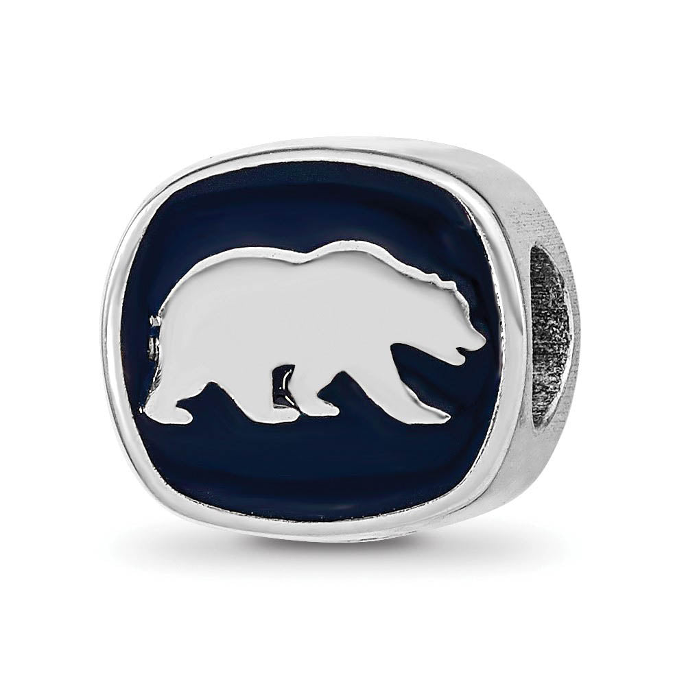 Alternate view of the Sterling Silver U of California Berkeley Cushion Shape Bead Charm by The Black Bow Jewelry Co.