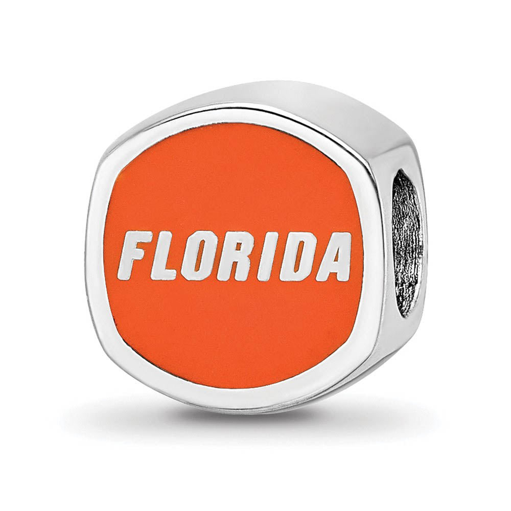 Alternate view of the Sterling Silver University of Florida Cushion Shaped Bead Charm by The Black Bow Jewelry Co.