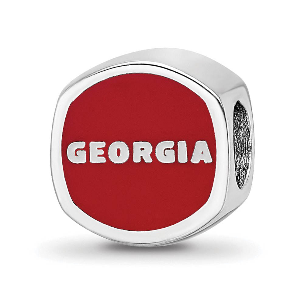 Alternate view of the Sterling Silver University of Georgia Cushion Shaped Bead Charm by The Black Bow Jewelry Co.