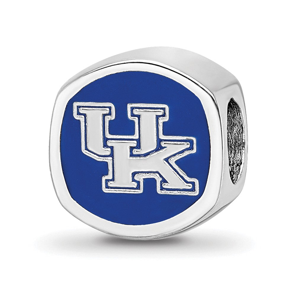 Sterling Silver The U of Kentucky UK Cushion Shaped Bead Charm, Item B13696 by The Black Bow Jewelry Co.