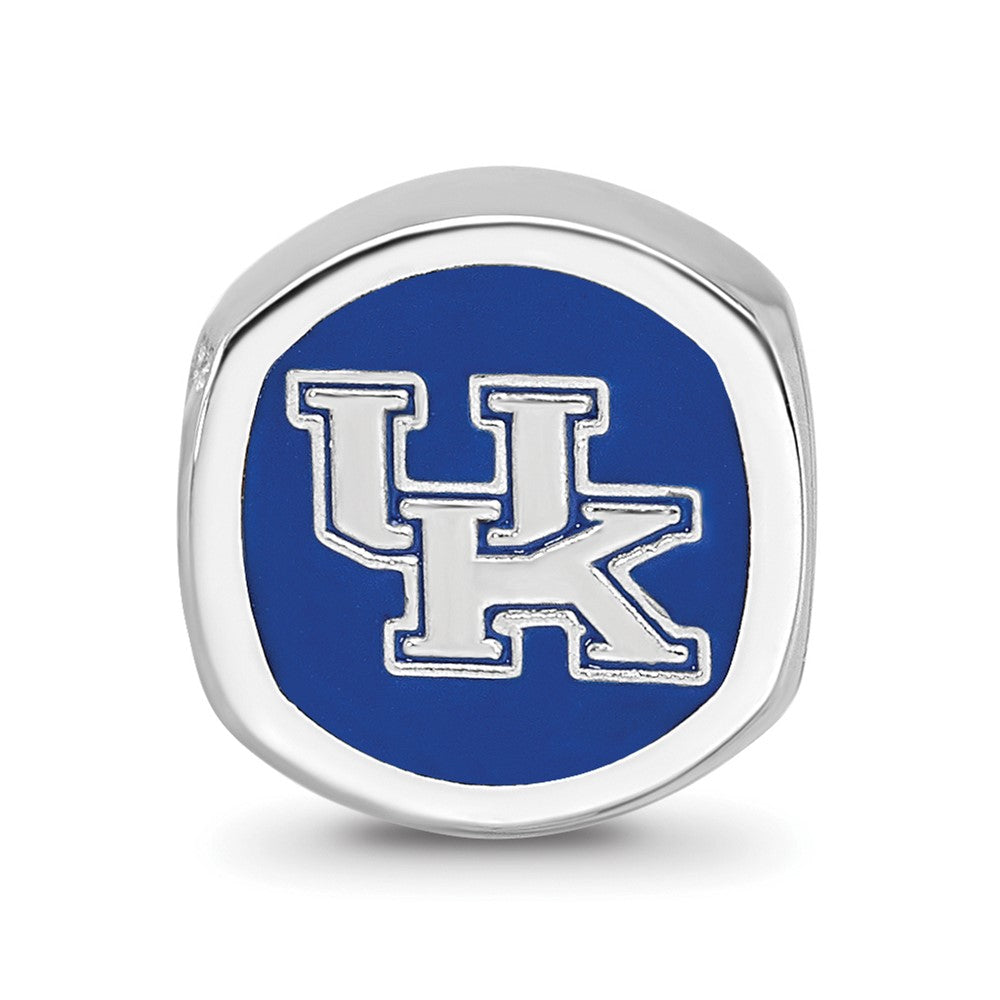 Alternate view of the Sterling Silver The U of Kentucky UK Cushion Shaped Bead Charm by The Black Bow Jewelry Co.