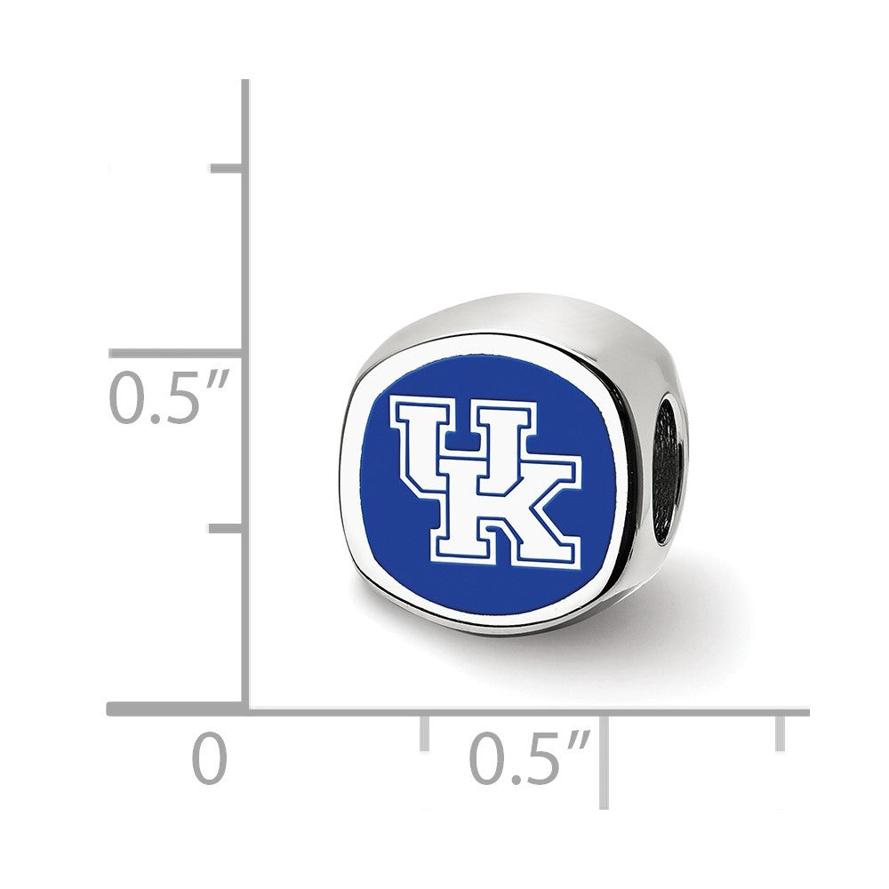 Alternate view of the Sterling Silver The U of Kentucky UK Cushion Shaped Bead Charm by The Black Bow Jewelry Co.