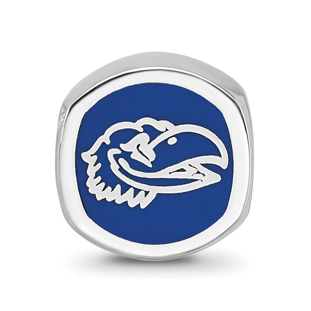 Alternate view of the Sterling Silver The University of Kansas Cushion Shape Bead Charm by The Black Bow Jewelry Co.