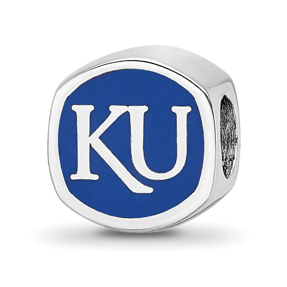 Alternate view of the Sterling Silver The University of Kansas Cushion Shape Bead Charm by The Black Bow Jewelry Co.
