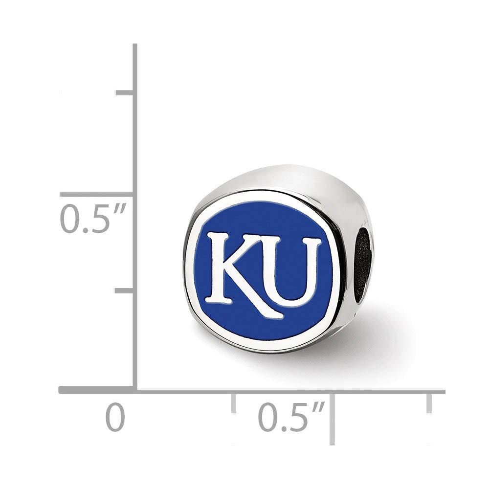 Alternate view of the Sterling Silver The University of Kansas Cushion Shape Bead Charm by The Black Bow Jewelry Co.