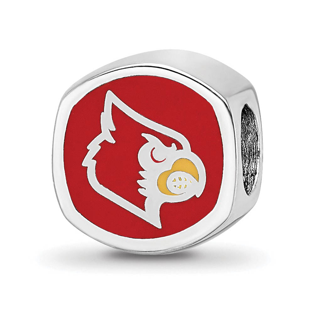 Sterling Silver U of Louisville Cushion Shaped Logo Bead Charm, Item B13698 by The Black Bow Jewelry Co.