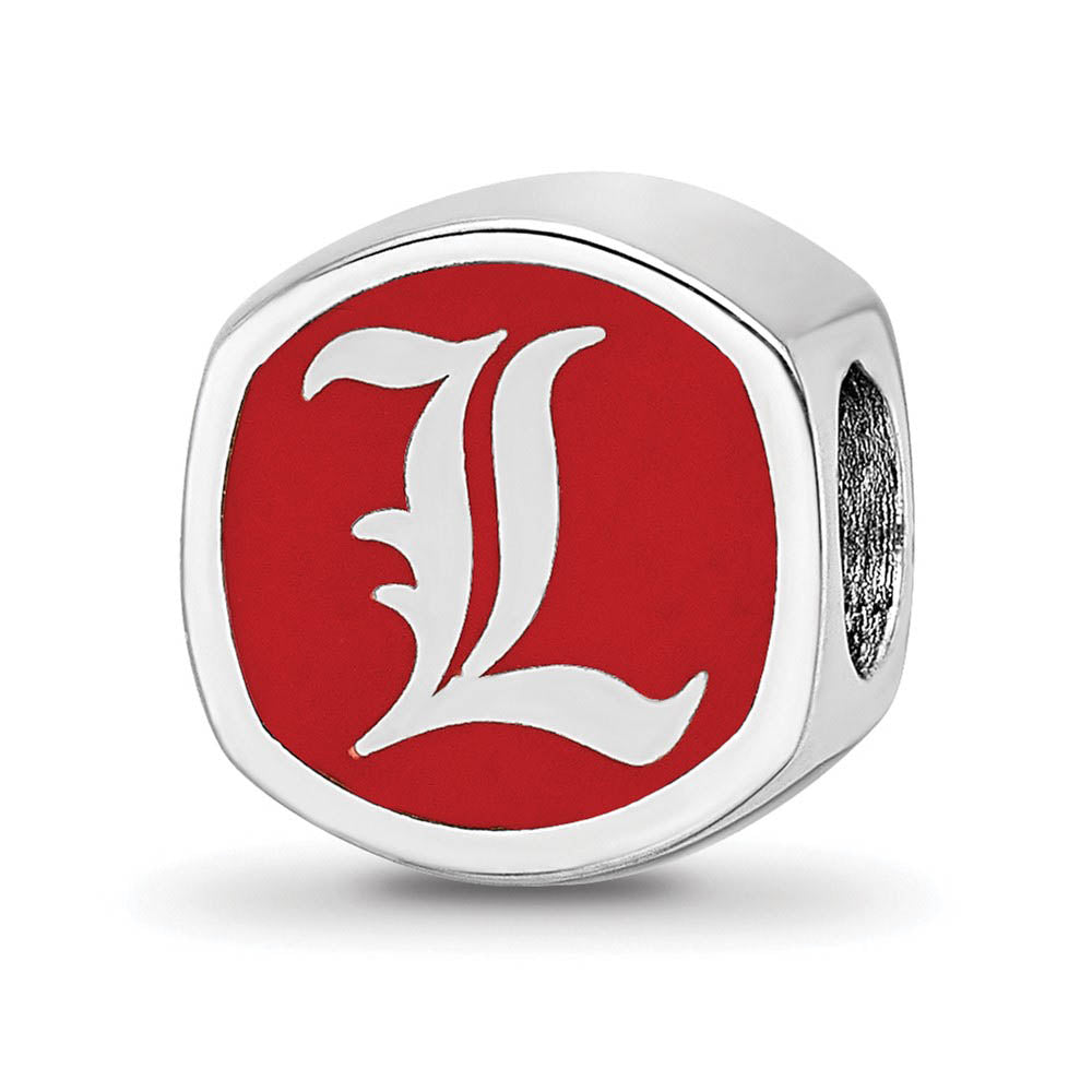 Alternate view of the Sterling Silver U of Louisville Cushion Shaped Logo Bead Charm by The Black Bow Jewelry Co.