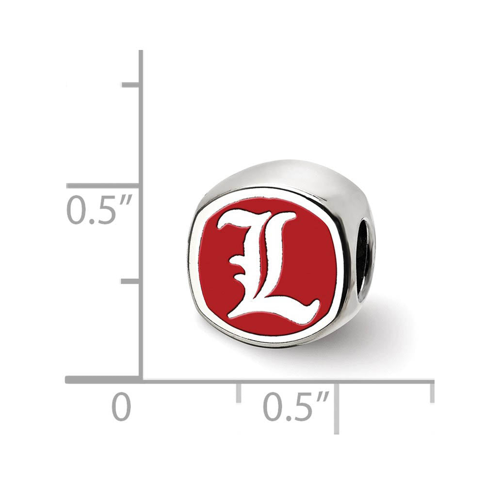 Alternate view of the Sterling Silver U of Louisville Cushion Shaped Logo Bead Charm by The Black Bow Jewelry Co.