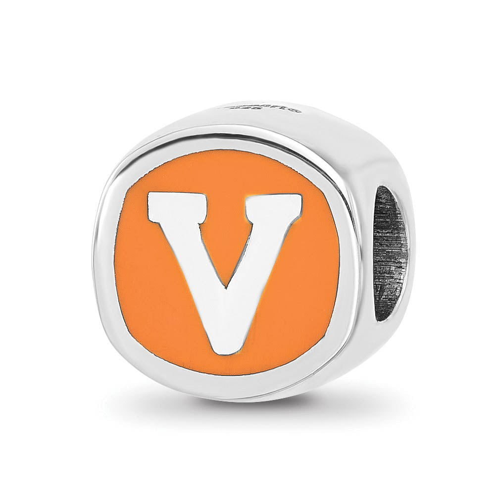 Sterling Silver U of Virginia V with Swords Bead Charm, Item B13703 by The Black Bow Jewelry Co.