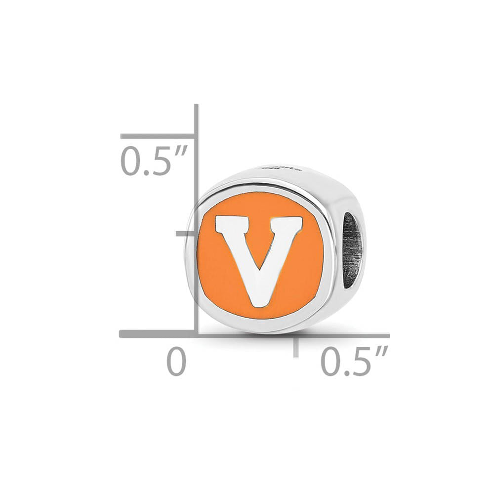 Alternate view of the Sterling Silver U of Virginia V with Swords Bead Charm by The Black Bow Jewelry Co.