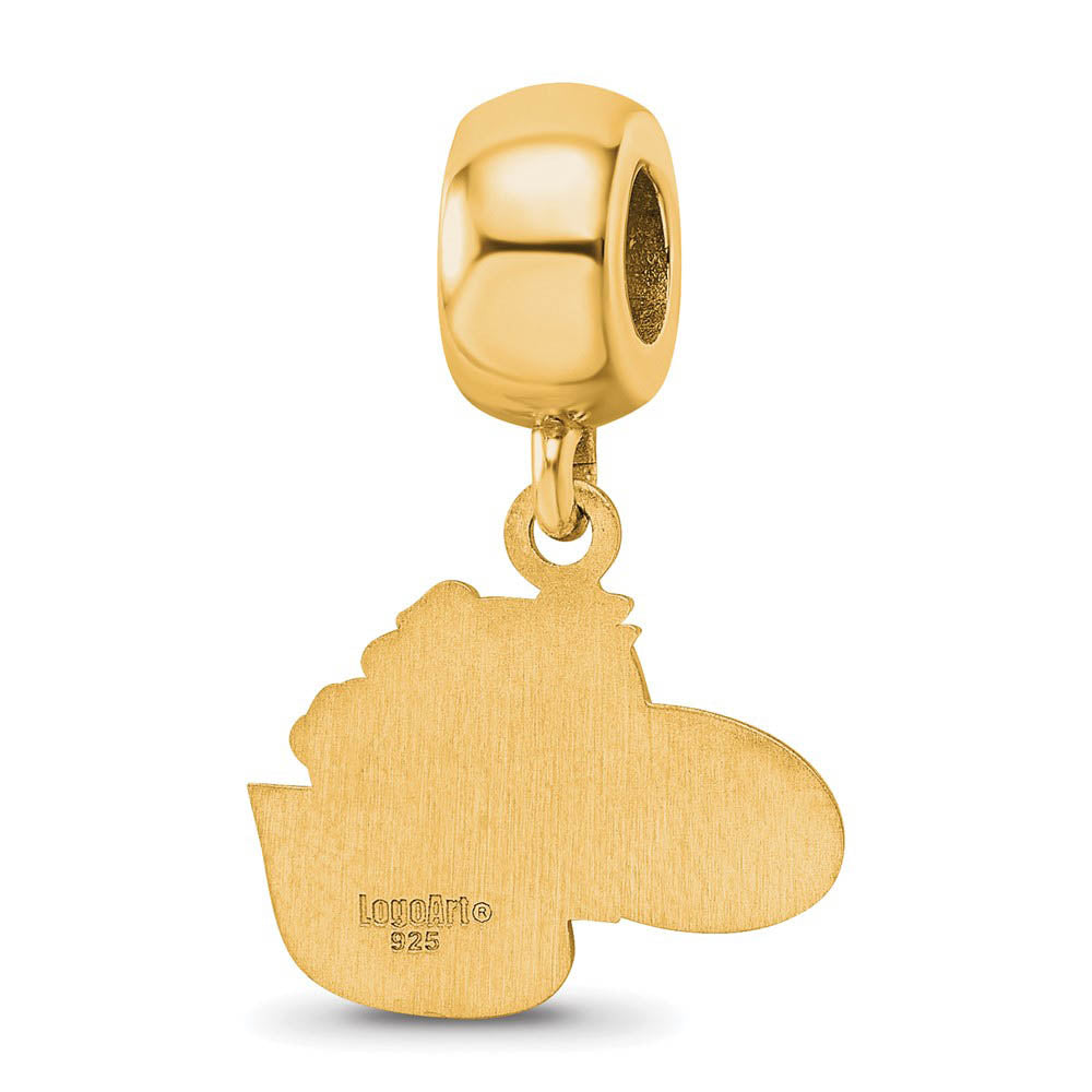 Alternate view of the 14k Gold Plated Silver Gonzaga University Small Dangle Bead Charm by The Black Bow Jewelry Co.