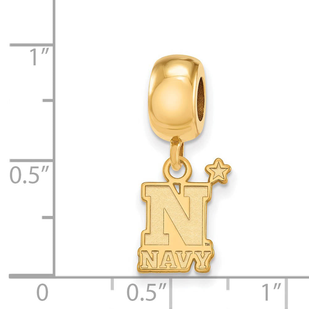 Alternate view of the 14k Gold Plated Silver U.S. Naval Academy Small Dangle Bead Charm by The Black Bow Jewelry Co.