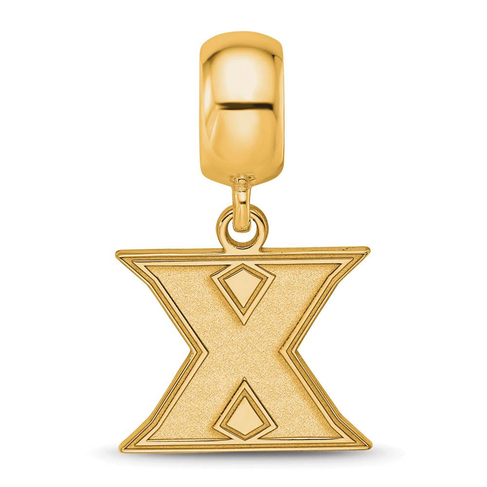 Alternate view of the 14k Gold Plated Silver Xavier University Small Dangle Bead Charm by The Black Bow Jewelry Co.