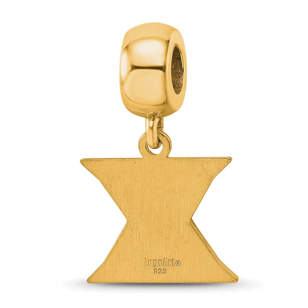 Alternate view of the 14k Gold Plated Silver Xavier University Small Dangle Bead Charm by The Black Bow Jewelry Co.