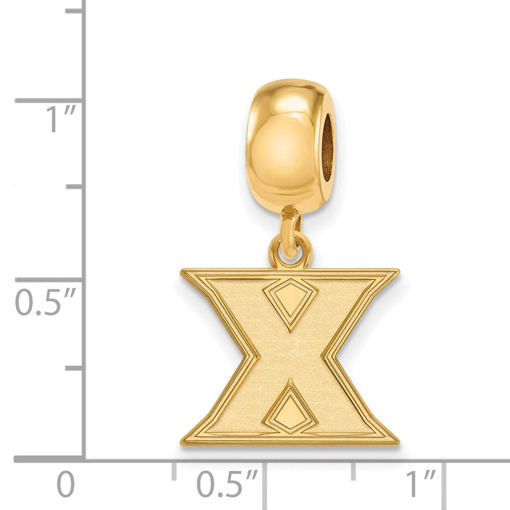 Alternate view of the 14k Gold Plated Silver Xavier University Small Dangle Bead Charm by The Black Bow Jewelry Co.