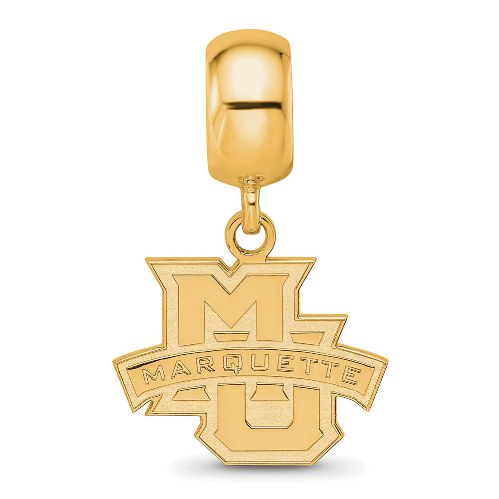 Alternate view of the 14k Gold Plated Silver Marquette University Sm Dangle Bead Charm by The Black Bow Jewelry Co.
