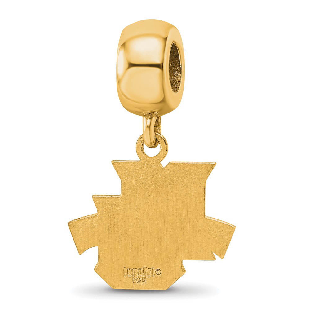 Alternate view of the 14k Gold Plated Silver Marquette University Sm Dangle Bead Charm by The Black Bow Jewelry Co.
