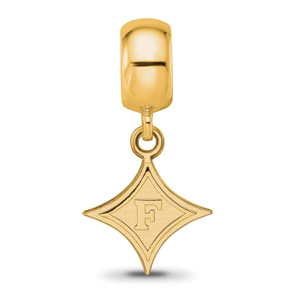 Alternate view of the 14k Gold Plated Silver Furman University Small Dangle Bead Charm by The Black Bow Jewelry Co.