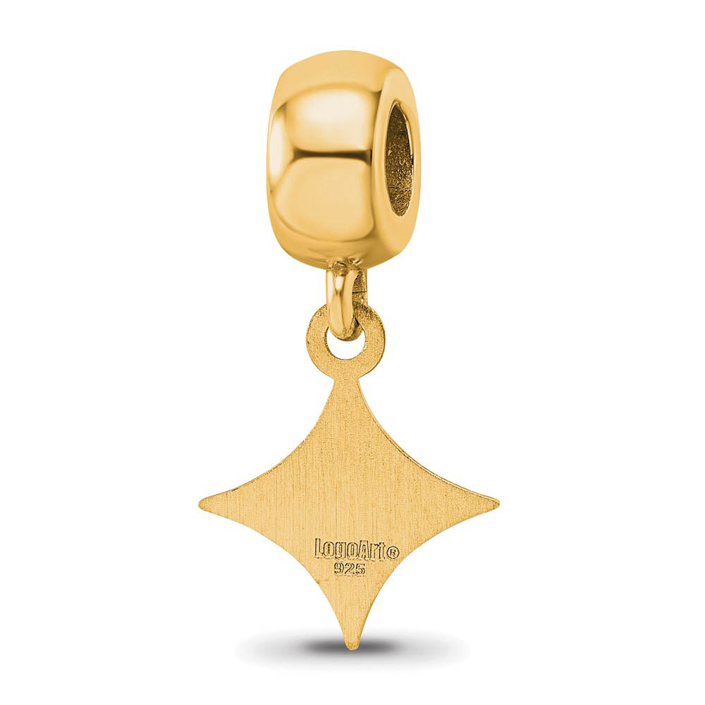Alternate view of the 14k Gold Plated Silver Furman University Small Dangle Bead Charm by The Black Bow Jewelry Co.